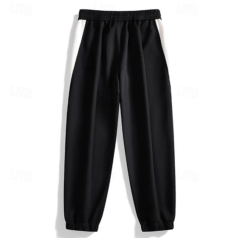 Men's Sweatpants Joggers Trousers Casual Pants Drawstring Elastic Waist Color Block Plain Comfort Soft Full Length Outdoor Casual Daily Fashion Streetwear Black Khaki3