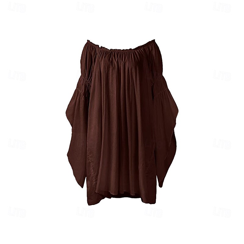 Retro Vintage Medieval Renaissance Blouse / Shirt Pirate Viking Solid Color Fancy Dress Women's Celtic Pirate Fantasy Masquerade LARP Ren Faire Adults' Blouse4