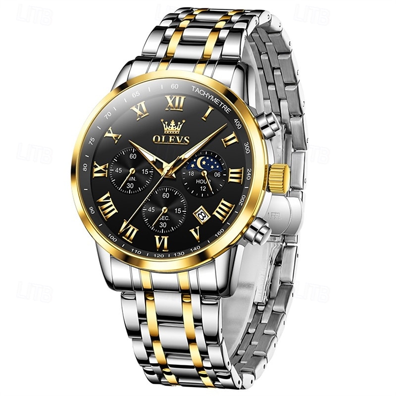 New Olevs Olevs Brand Fashion Trend Men'S Business Watch Luminous Chronograph Calendar 24-Hour Indication Multifunction Quartz Watch Casual Waterproof Sports Men'S Steel Band Wristwatch4