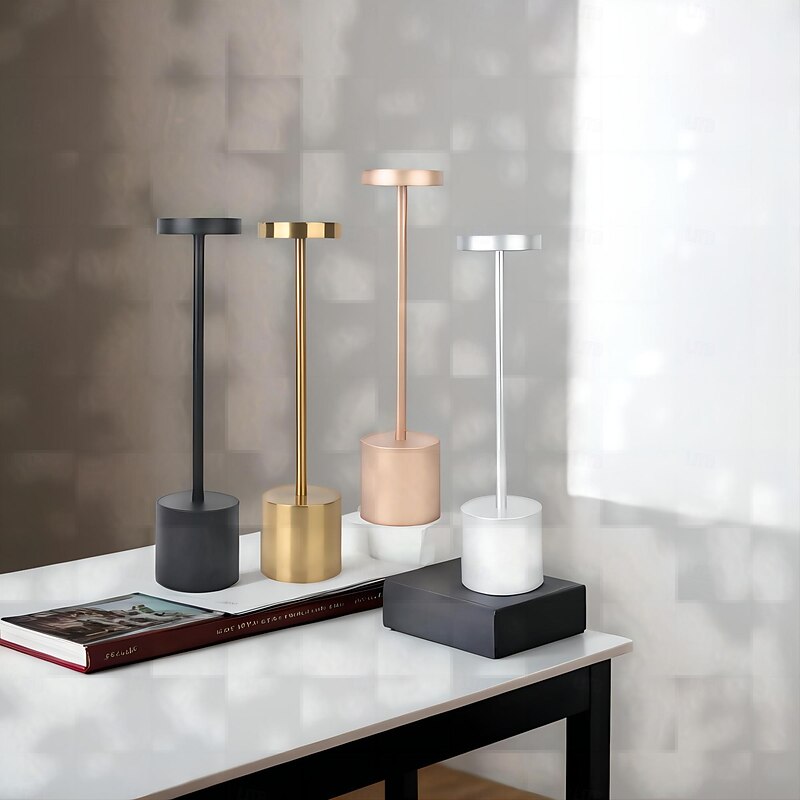 Cordless Table Lamp, Rechargeable Battery Powered LED Desk Lamp with 3-Level Brightness, Stepless Dimming Outdoor Table Light for Restaurant, Home, Patio