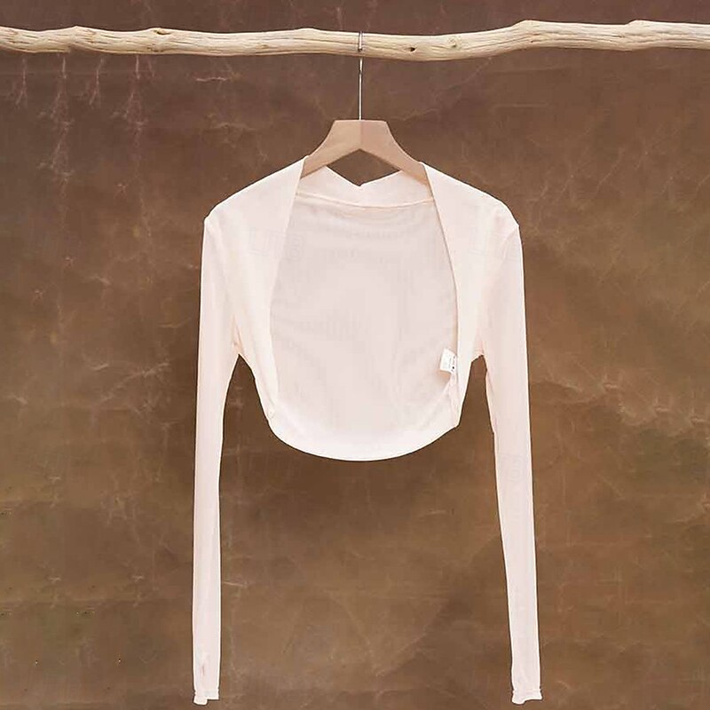 Ballet Shawl Pure Color Splicing Women's Performance Training Long Sleeve High Polyester2