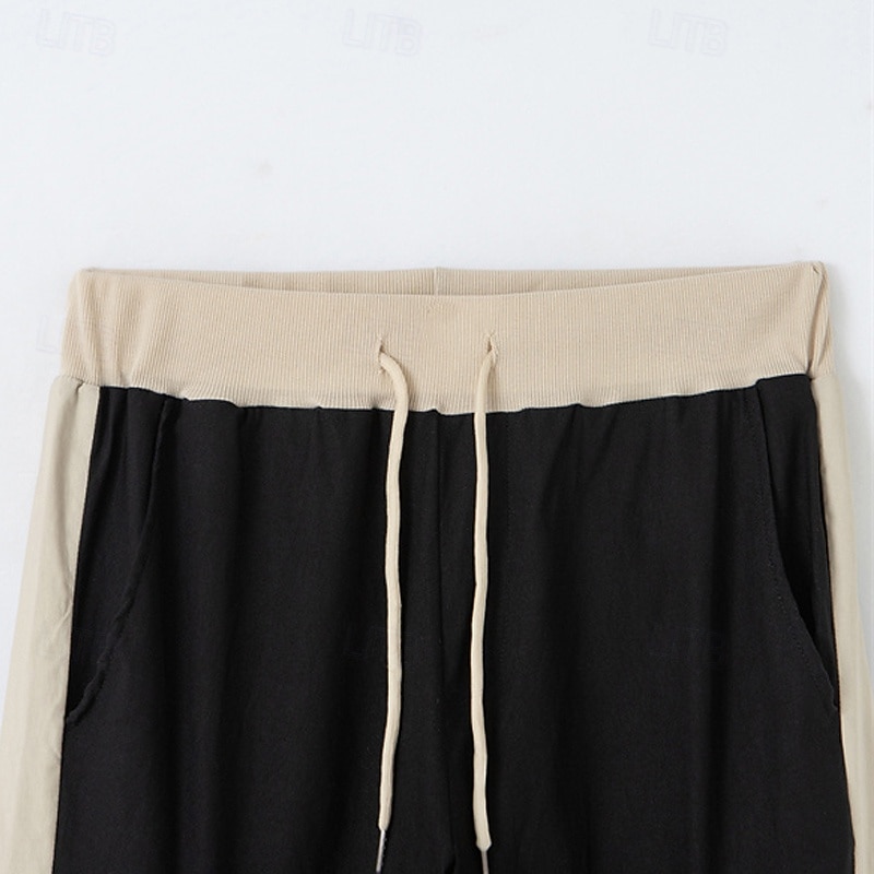 Men's Cargo Pants Trousers Drawstring Elastic Waist Multi Pocket Color Block Wearable Outdoor Daily Camping & Hiking Fashion Classic Black Army Green3