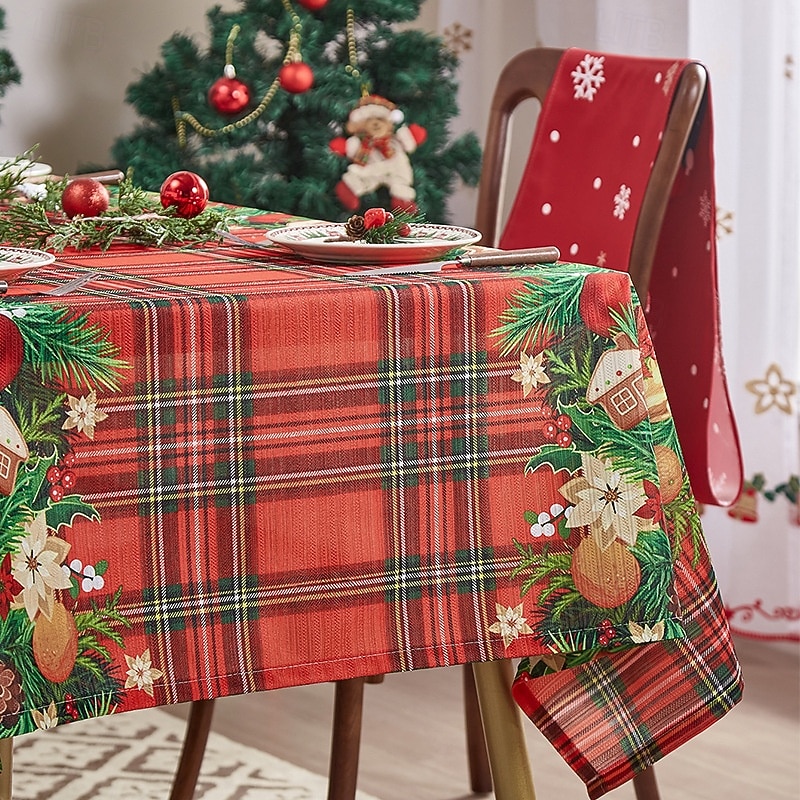 Christmas Tablecloth Festive Holiday Table Cover Decorative and Elegant Design for Dining Table Perfect for Christmas Gatherings and Seasonal Decor2