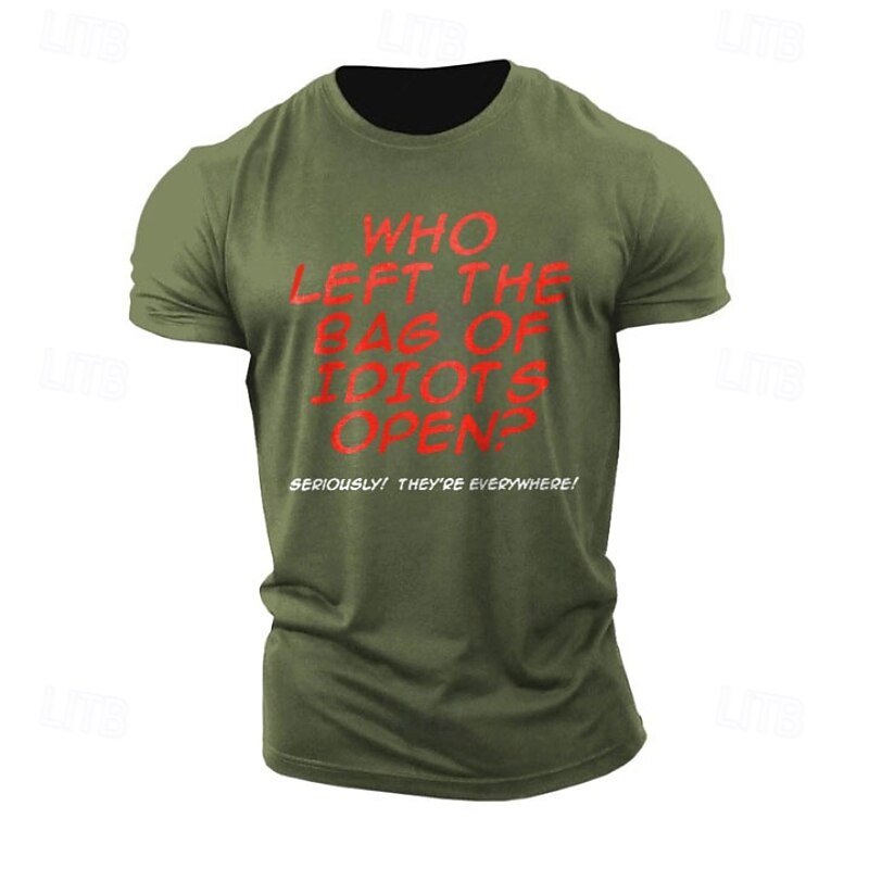 Men's Funny Letter Print T Shirt Tee Top 100% Cotton Short Sleeve Graphic Shirt Dark Grey Army Green Dark Blue Comfortable Tee Street Sports Outdoor Fashion Designer Clothing3
