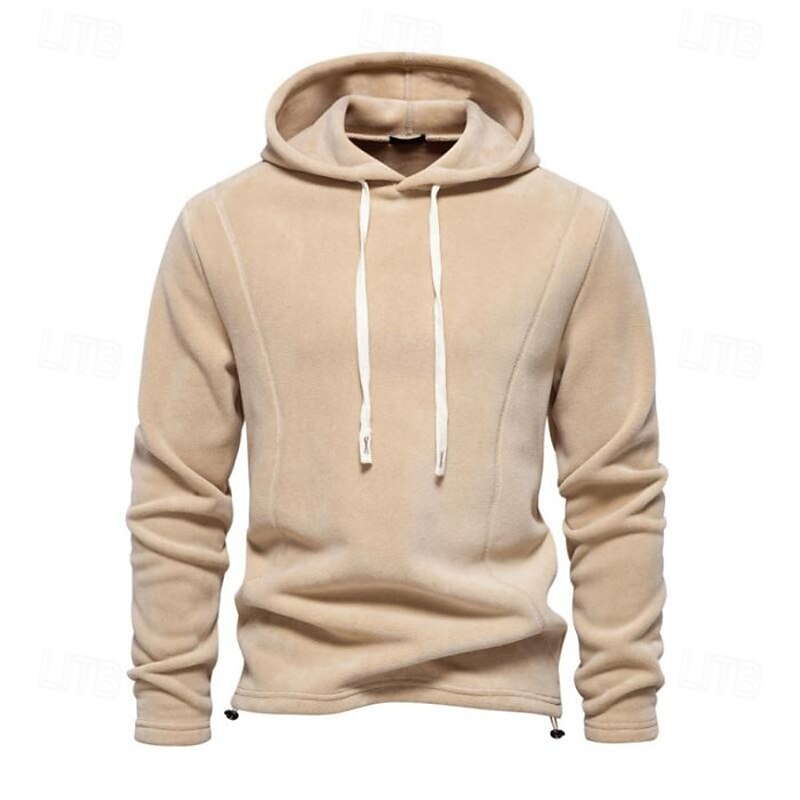 Men's Hoodie Polar Fleece Navy Blue Green Khaki Dark Gray Hooded Plain Pocket Sports & Outdoor Daily Holiday Streetwear Cool Casual Spring &  Fall Clothing Apparel Hoodies Sweatshirts  Long Sleeve