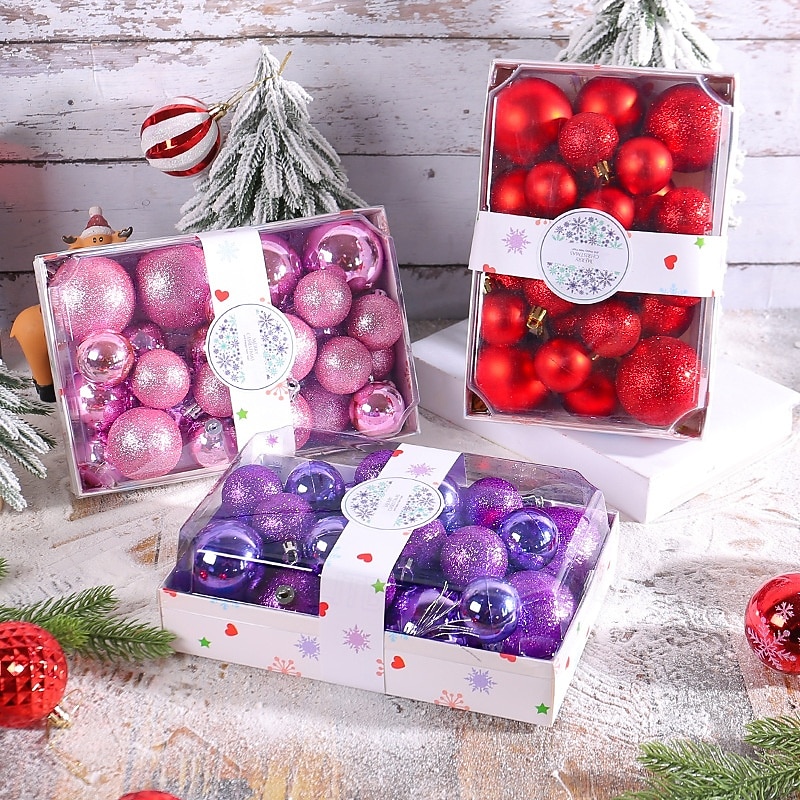 26pcs Christmas Baubles Ball Ornaments Xmas Decoration, 4/5/6cm Shatterproof Holiday Tree Balls, Colorful Christmas Tree Hanging Ornaments for Home, Party and Store Display4