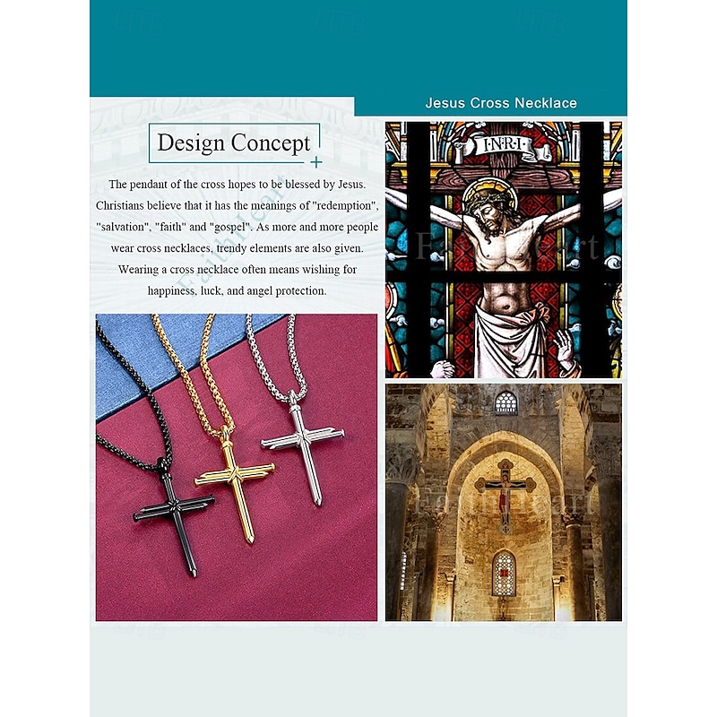 Stainless Steel Cross Necklace for Men – Nail Design Religious Pendant with Chain4