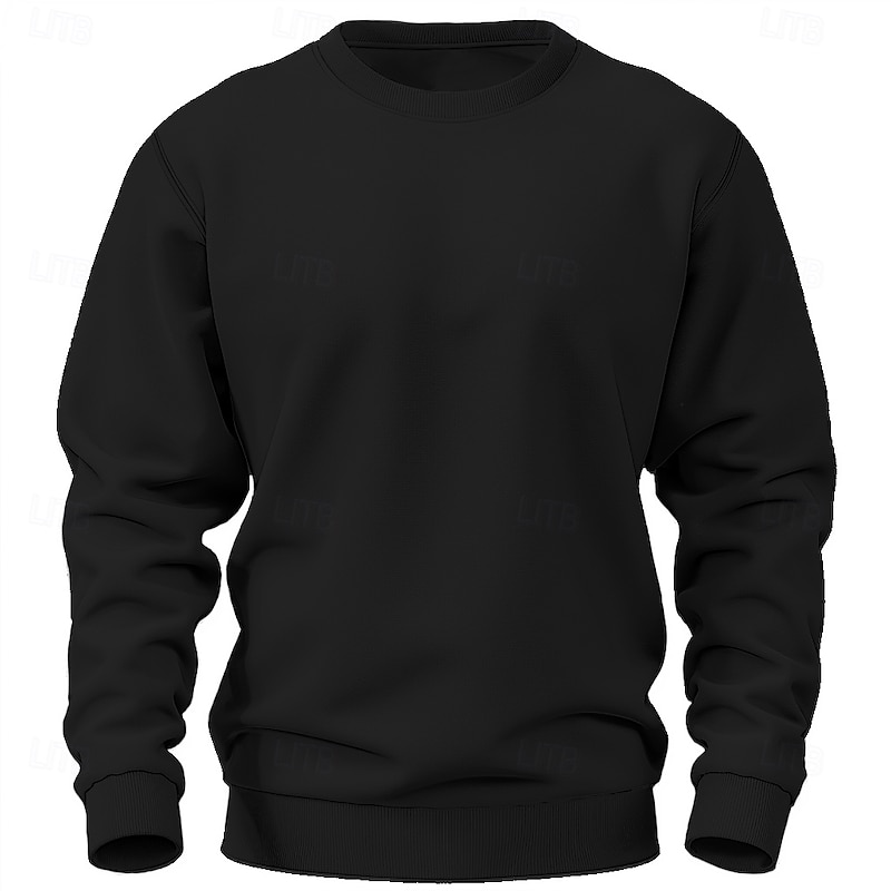 Men's Sweatshirt Black Crew Neck Plain Casual Daily Sports non-printing Basic Workout Athletic Fall Winter Clothing Apparel Hoodies Sweatshirts  Long Sleeve3