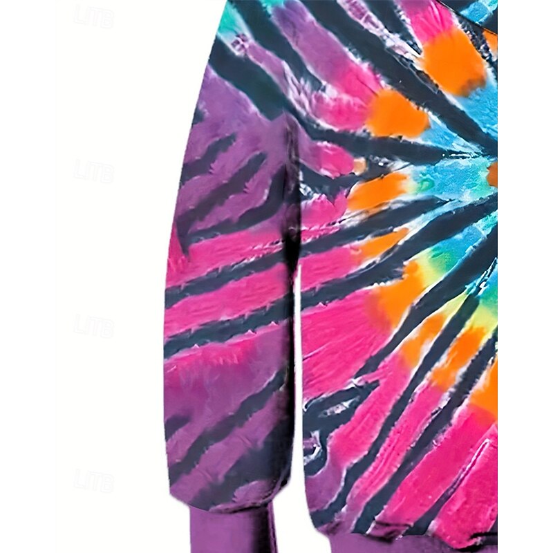 Boys 3D Graphic Tie Dye Hoodie Long Sleeve Spring Fall Fashion Streetwear Kids 4-12 Years Hooded Outdoor Casual Daily Regular Fit4