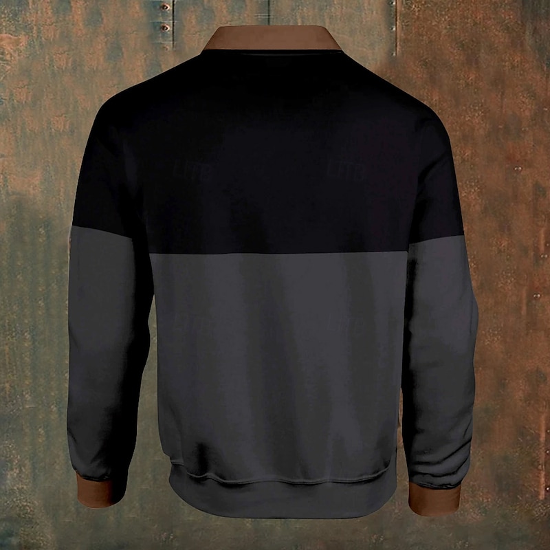 Men's Cowboy Skulls Polo Shirts Pullover Long Sleeve Polo Shirts Collar Vintage Casual Outdoor Streetwear 3D Print Buttons Fall & Winter Black Brown Dark Blue2