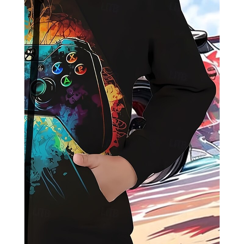 Boys 3D Graphic Game Hoodie Coat Outerwear Long Sleeve Spring Fall Fashion Streetwear Kids 4-12 Years Hooded Outdoor Casual Daily Regular Fit3