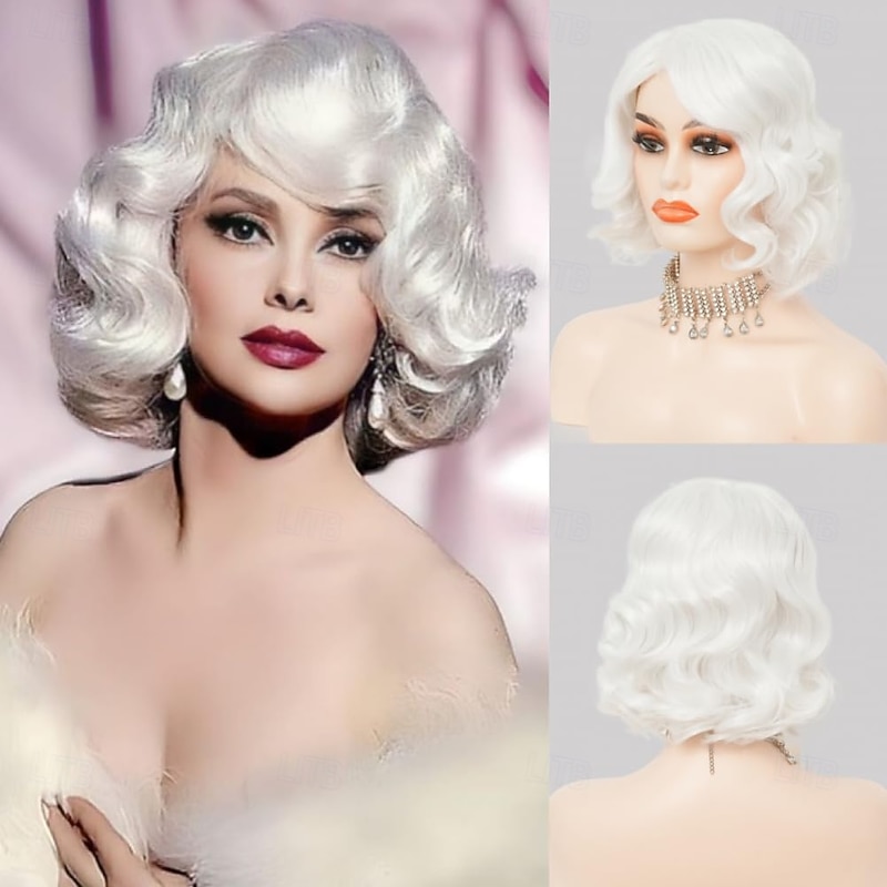Short Curly Wig for Women 1920s Finger Wave Wig Cosplay Carnival Synthetic Hair Wigs Halloween Wigs