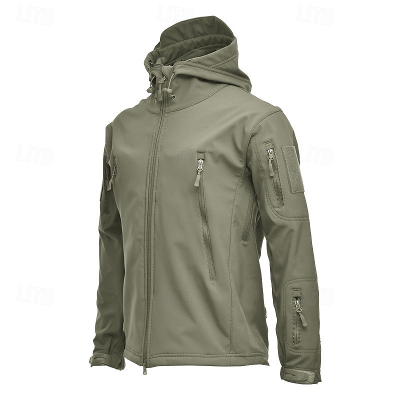 Men's Hiking Jacket Winter Outdoor Waterproof Windproof Front Zipper Lightweight Jacket Full Zip Camping / Hiking / Caving Dark Grey Black Army Green Khaki4