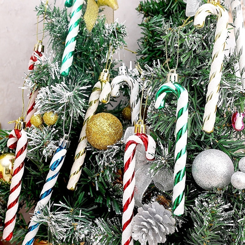 Christmas Peppermint Candy Cane Ornaments, Christmas Decoration Xmas Party Plastic Peppermint Candy Canes, Holiday Gifts and Home Decor4