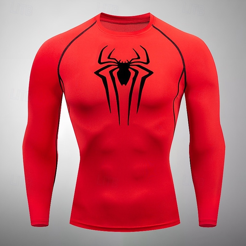 Men's Compression Shirt Athletic Shirt Gym Shirt Fitness Shirt Long Sleeve Tee Tshirt Casual Athleisure Fall Spiders Quick Dry Soft Breathable Gym Workout Walking Jogging Sportswear Activewear Black2