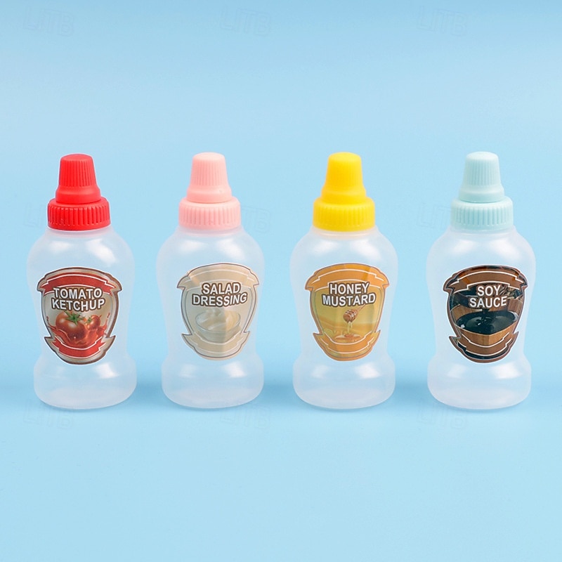 4pcs Mini Condiment Squeeze Bottles 40ml Honey/Ketchup/Soy Sauce/Salad Dressing Dispensers Lunchbox Squeezable Containers Jars2