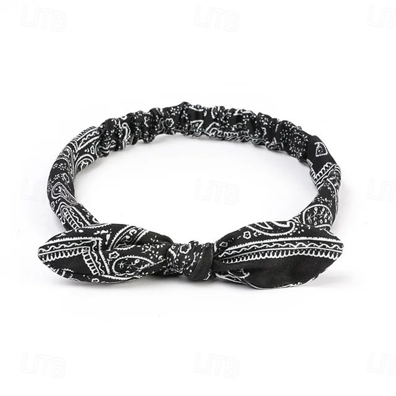 1 PC elastic paisley bandana knot headbands rabbit ear bow headband turban headwraps hair band for women girls2