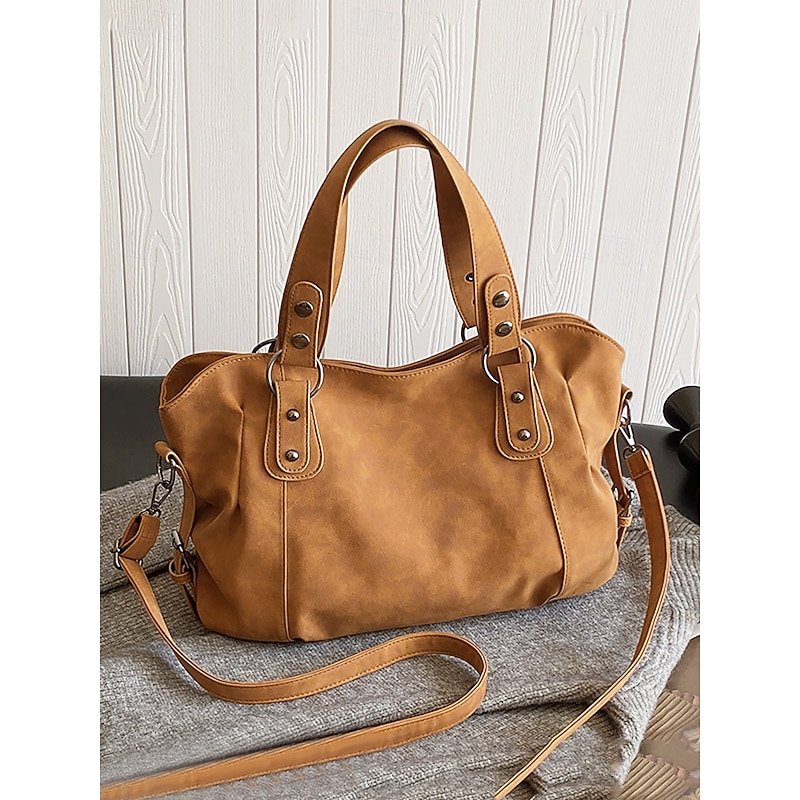 Women's Faux Leather Shoulder Bag with Adjustable Strap - Casual Large-Capacity Tote for Daily Use2