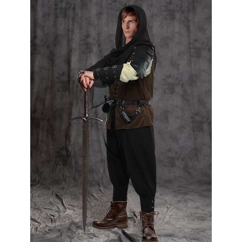 Men's 10 PCS Viking Pirates Outfits Costume with Armor Set Retro Vintage Medieval Renaissance 17th Century Knight Ritter Ranger Elven Valhalla for Halloween Carnival LARP Ren Faire4