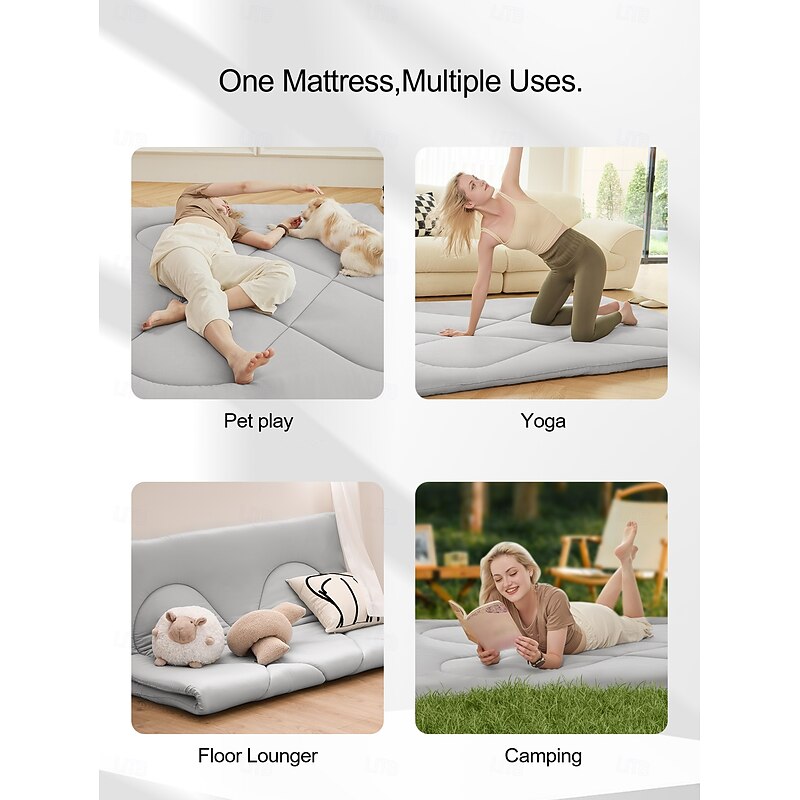 Japanese Futon MattressFloor Mattress Thicken Sleeping Mattress Foldable & Portable Roll Up Dormitory Mattress Tatami MatFullTwinQueenGrey3