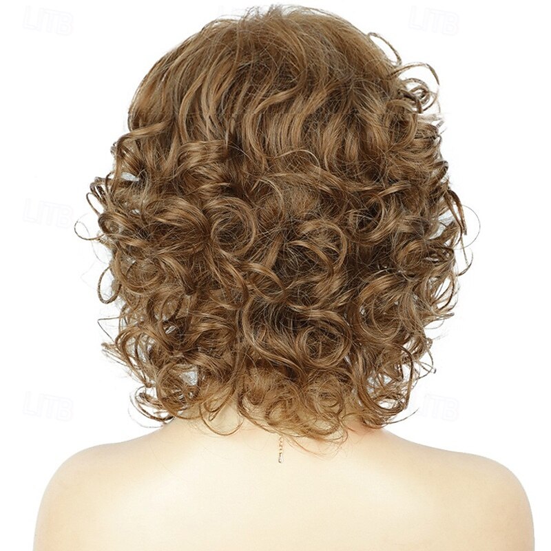 Brown Wigs for Women Short Wig for Women Synthetic Short Curly Wave Wigs Heat Resistant Fiber Hair Wigs for Daily3