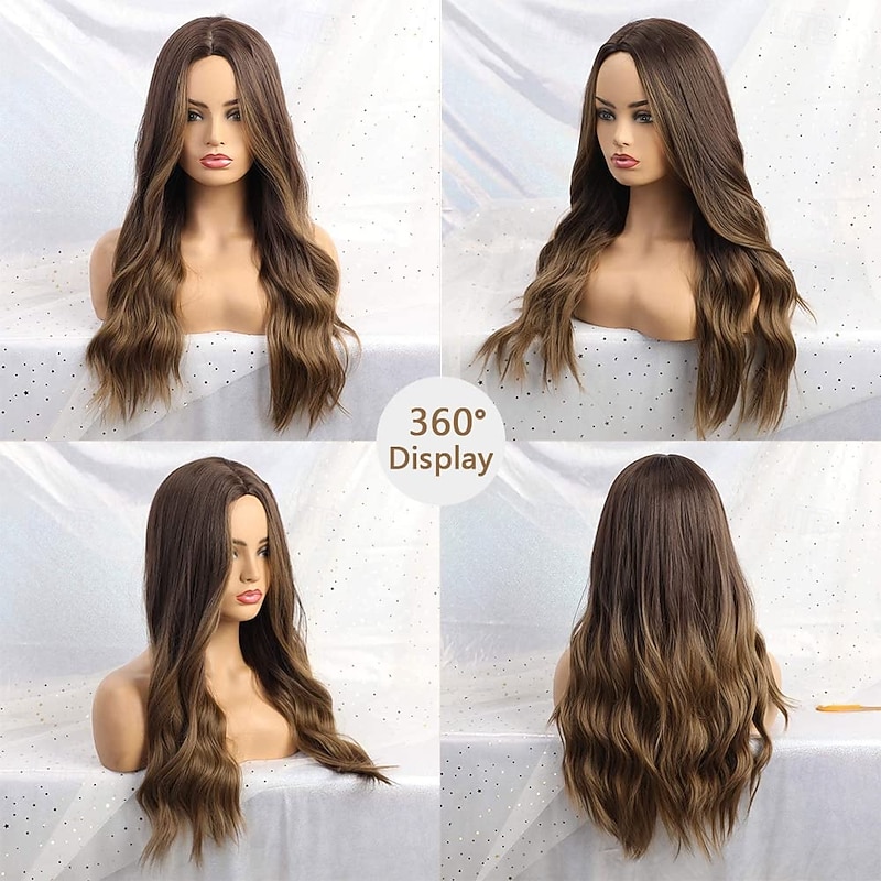 Wig Synthetic Long Wigs for Women Natural Wave Hair Wigs Middle Part Heat Resistant Natural Looking Wigs4