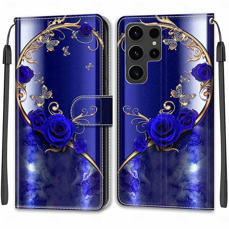 Phone Case For S25 S24 S23 S22 Plus  Ultra S23 FE S20 A55 5G A35 5G A25 A15 Back Cover with Stand Holder with Wrist Strap Card Slot Retro TPU PU Leather2