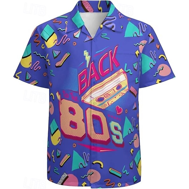 Retro Vintage 1980s Blouse / Shirt Fancy Dress Men's Halloween Carnival Masquerade Party / Evening Pride Parade Pride Month Adults' Shirt