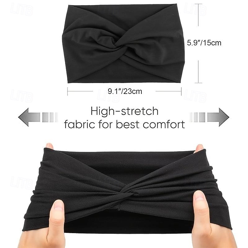 4-Pack Wide Headbands for Women - Soft, Bohemian Style Turban Hair Accessories with Knotted Design for Yoga, Running, Sports, and Everyday Wear - Vintage Inspired, Cute, and Comfortable Hair Band Acce4