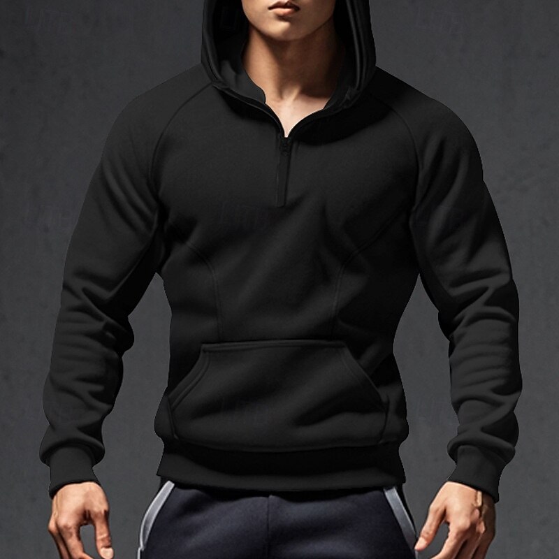 Men's Hoodie Quarter Zip Hoodie Tactical Hoodie Black Army Green Navy Blue Dark Gray Hooded Plain Pocket Sports & Outdoor Daily Holiday Polyester Streetwear Cool Casual Winter Spring &  Fall Clothing2