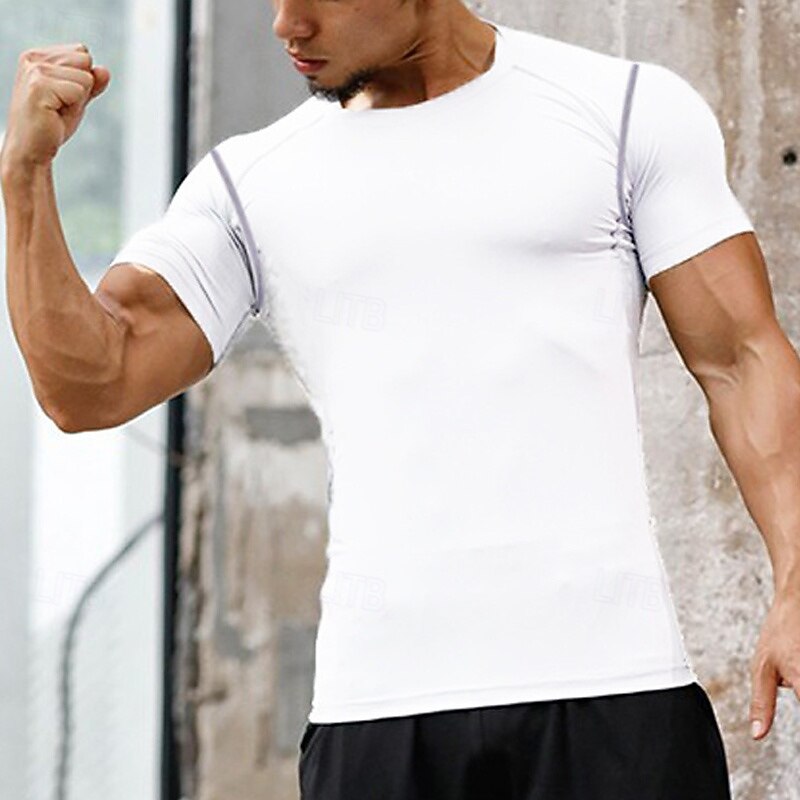 Men's Compression Shirt Athletic Shirt Gym Shirt Fitness Shirt Short Sleeve Tee Tshirt Casual Athleisure Solid Colored Quick Dry Compression Breathable Gym Workout Walking Jogging Sportswear - Main Image