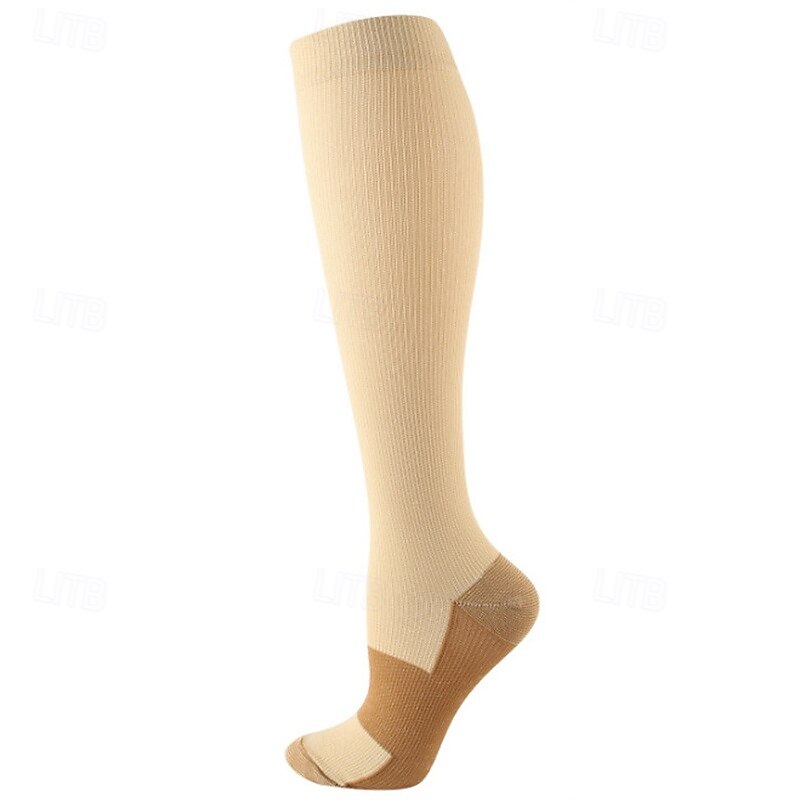 5 Pairs Men's Compression Socks Hiking Socks Sports Socks Breathable Soft Stretchy Comfortable Outdoor Patchwork Polyester Black White Khaki for Hunting Cycling / Bike Camping / Hiking / Caving3