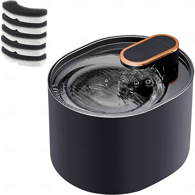 Dog Cat Pets Water Bottle / Automatic Drinking Bowl 2.4 L ABS+PC Durable Easy to Install Fountain Solid Colored Black Bowls & Feeding Home2