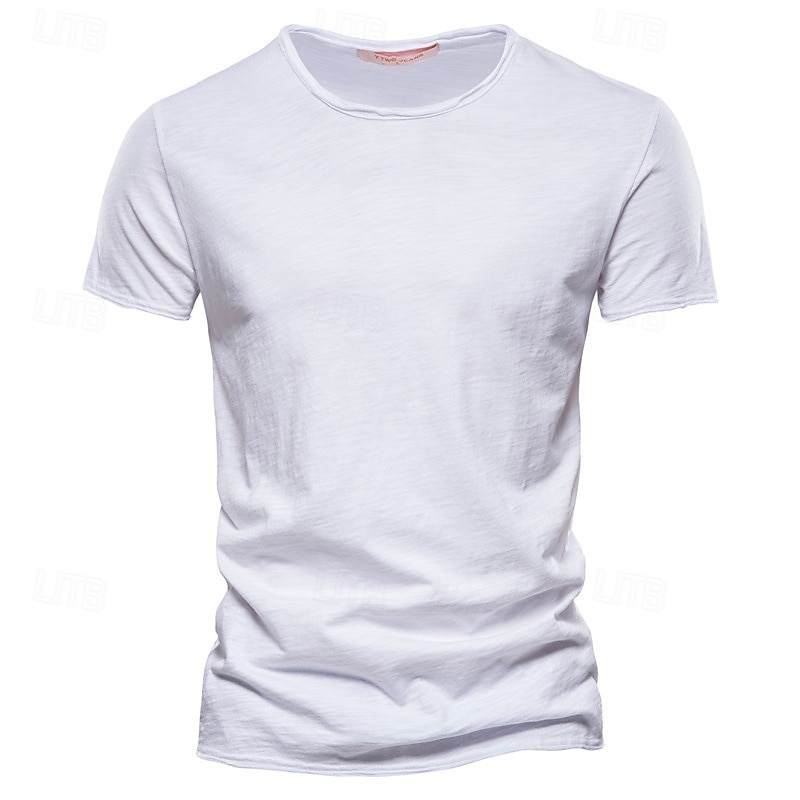 100% Cotton Men's T-shirt Fashion Cut Design Soild Tops Tees Short Sleeve Summer T Shirt For Men