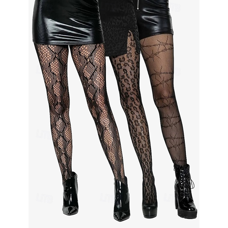 Women's Sexy Black Web Fishnet Tights – Halloween-Themed Sheer Pantyhose for Cosplay or Party
