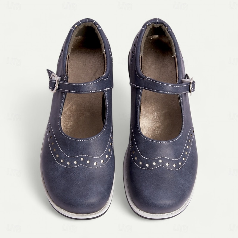 Women's Vintage-Style Mary Jane Shoes with Buckle Strap – Comfortable Retro Faux Leather Flats for Casual Wear3