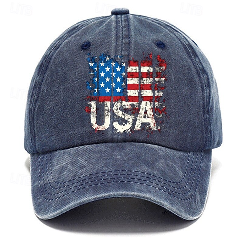 Men's Baseball Cap Sun Hat Trucker Hat Black Dark Navy Cotton Adjustable Fashion Daily Wear Festival Graphic Pattern National Flag Casual / Daily