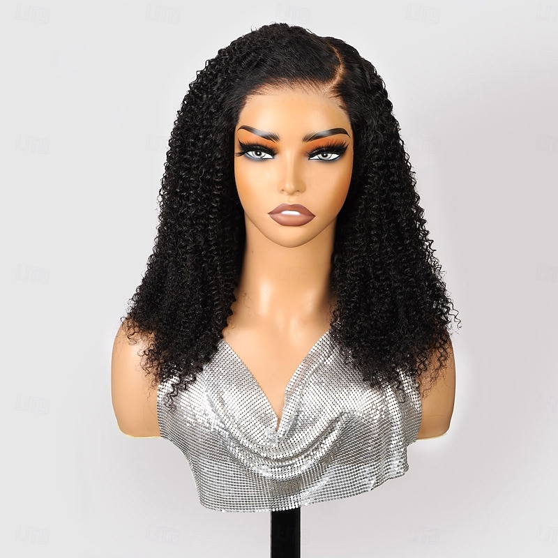 5*5 Lace wig Natural Color Kinky Curly Lace Wig High Quality 200% Density For Black Women Long Human Hair Lace Wig
