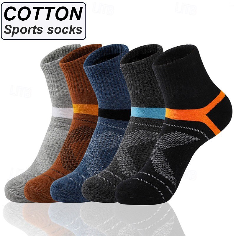 Men's Socks Bike Socks Sports Socks Athletic Socks Camping / Hiking Outdoor Exercise Cycling / Bike Bike / Cycling Warm Breathable Non-Skid 1 Pair Winter Patchwork Cotton Dark Grey Black Navy Blue