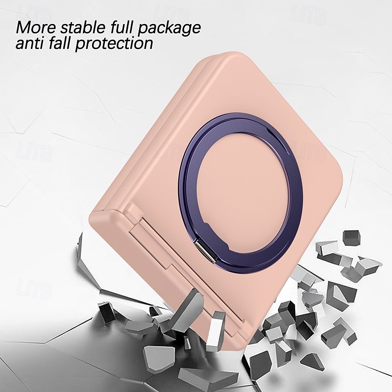 Phone Case For Samsung Galaxy Z Flip 7 Z Flip 6 Z Flip 5 Z Flip 4 Z Flip 3 Back Cover with Stand Holder Magnetic Support Wireless Charging Retro TPU PC4