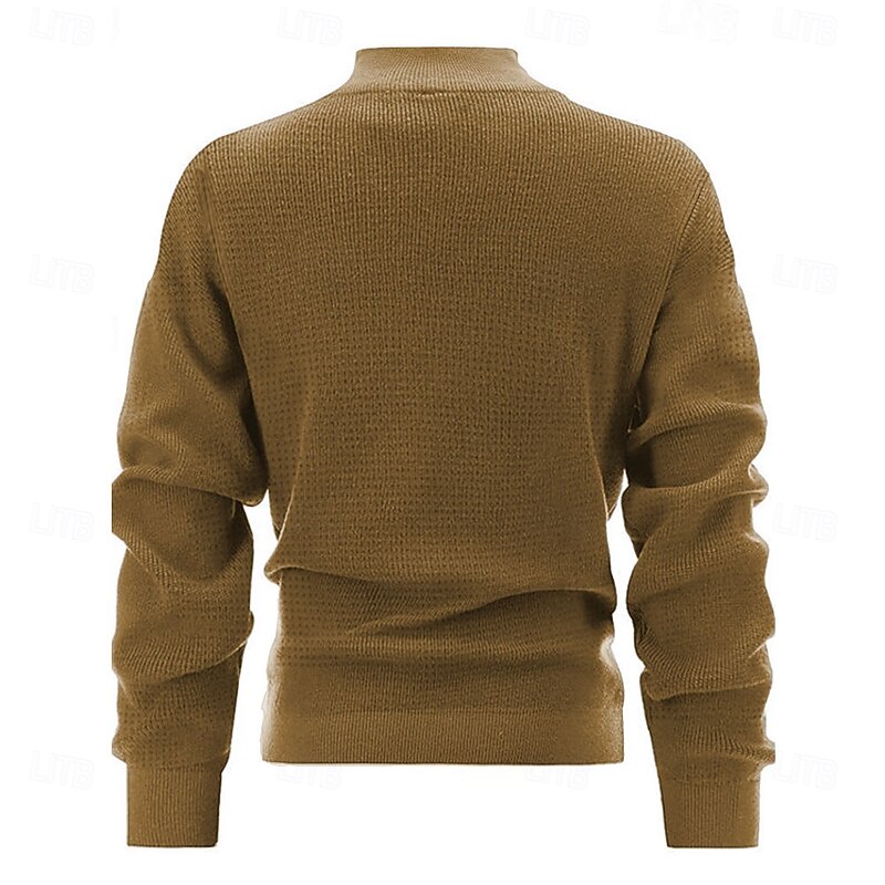 Men's Pullover Sweater Jumper Zip Sweater Polo Sweater Zip Collar Retro Vintage Casual Western Style Party Evening Wear Daily Embroidered Knitting Warm Long Sleeve Fall Winter Black Army Green Brown