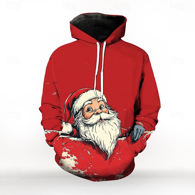 Christmas Santa Claus Hoodie Funny Christmas Hoodie 3D Christmas Front Pocket Graphic For Couple's Men's Women's Adults' Masquerade 3D Print Party Casual Daily3