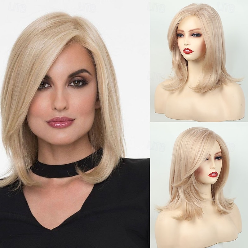 Gwen Stefani Inspired Wigs Light Blonde Wigs for Women Shoulder Length Natural Curly Wigs for Daily Use