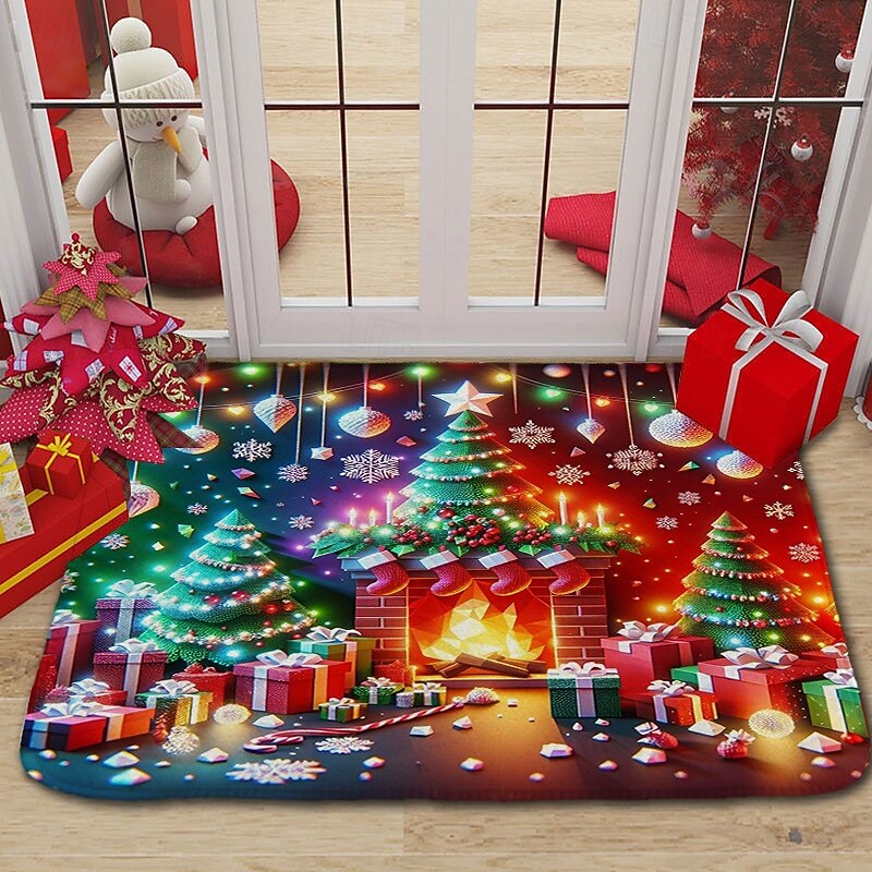 Merry Christmas  Bathroom Bath Mats Creative Absorbent Bathroom Rug Flannel Non Slip3