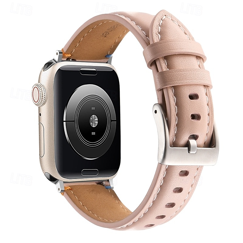 Leather Band Compatible with Apple Watch band 38mm 40mm 41mm 42mm 44mm 45mm 49mm Metal Clasp Luxury Adjustable Genuine Leather Strap Replacement Wristband for iwatch Ultra 2 Series 9 8 7 SE 6 5 4 3 24