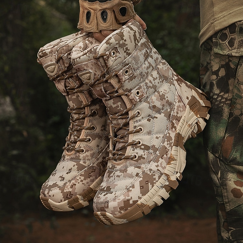 Men's Tactical Desert Camouflage Combat Boots – Lightweight, Breathable, and Durable for Outdoor Hiking and Military Use