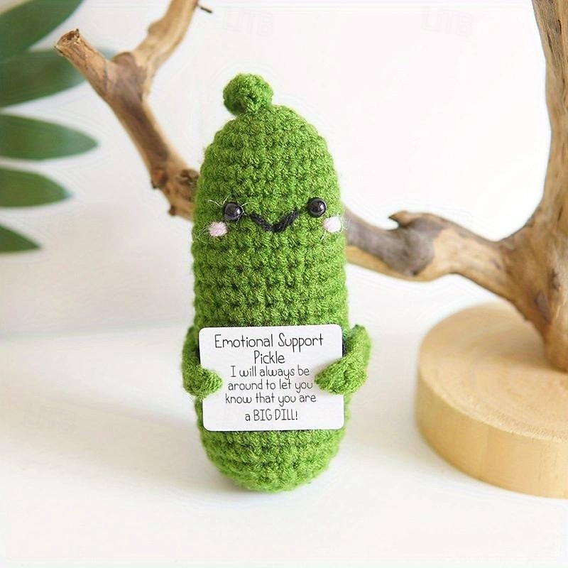 Crochet Cucumber Dolls - Hand-Woven, Positive Energy, Emotional Ornaments with Funny Potato Design - Cute, Wool, Christmas, Valentine's Day Decorative Gift for Friends and Family2