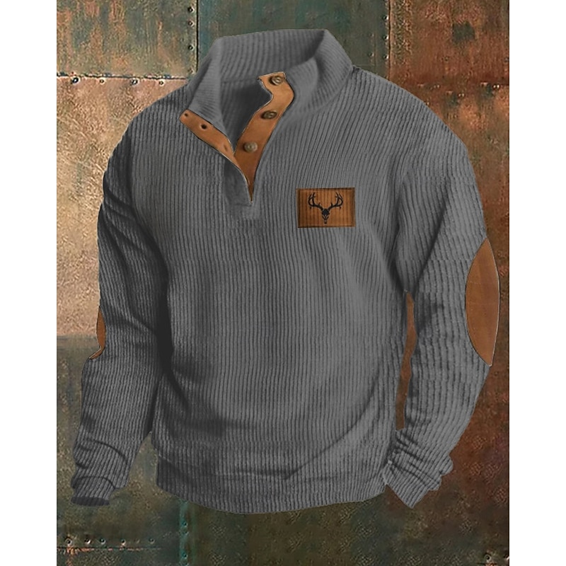 Men's Sweatshirt Black White Green Khaki Gray Standing Collar Color Block Patchwork Sports & Outdoor Daily Holiday Polyester Streetwear Basic Casual Spring &  Fall Clothing Apparel Hoodies - Main Image