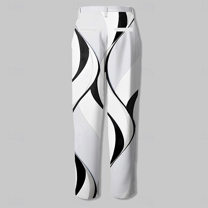 Men's Curve Dress Pants Mid Waist Casual Formal Dailywear Pocket Summer Spring Fall White2