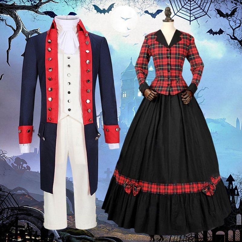 Couples Victorian Costumes Alexander Hamilto Prince Princess Retro Vintage Rococo 17th Century Cosplay Costume Halloween Masquerade Prom Performance
